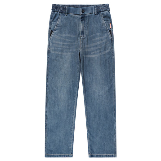 Jeanswest High-End Tensil Jeans Herren Sommer Dünne amerikanische Modemarke Retro losen lässigen, häufigen langen Hosen mit weit langen Hose 3019 Retro Blau [winziger dünner Stil] 30