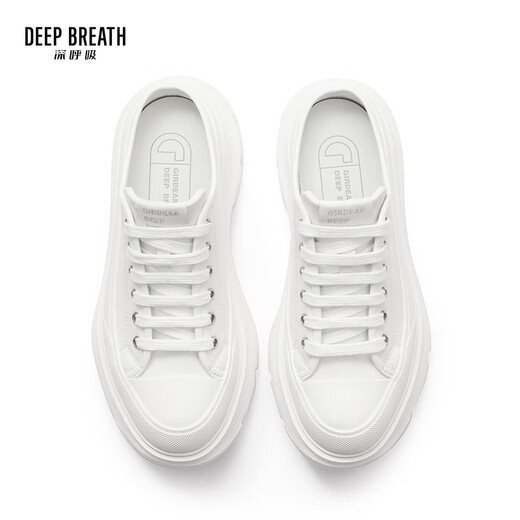 DEEP BREATH深呼吸女鞋包头半拖外穿波浪厚底帆布鞋穆勒鞋AX12250 白 34