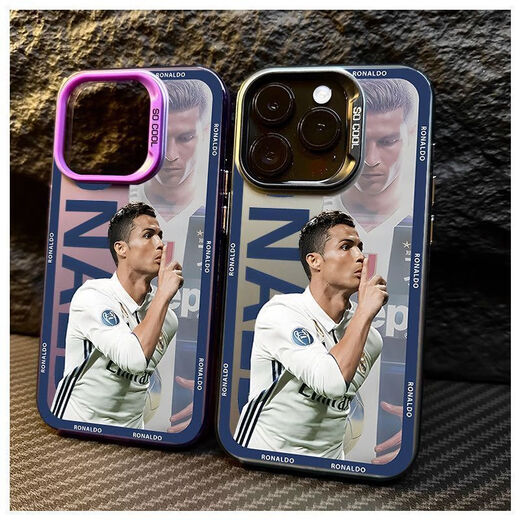 Xinni ist für C-Ronaldo-Mobilfunk-Hülle Geste Apple 16Pro/14/13/12/11/15PROMAX/Anti-Fall 7P/XS Mobiltelefon Hülle Farbe Silber Lazy Black-Cy673c Ronaldo Mobiltelefon Geste Apple 14Promax