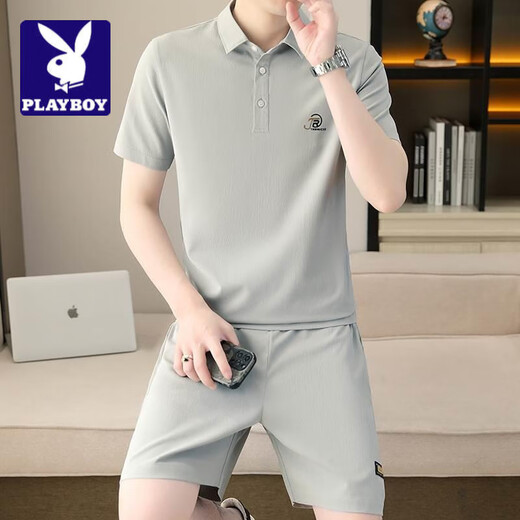 Playboy; Playboy Sommer schnell trocknend kurzschließend T-Shirt Herren-Set Lteaus hübsche Sport-Shorts 2025 Trendy White Top Men 902 Hellgrün (Set) 2xl (ca. 135 ~ 150 Jin [Jin ist gleich 0,5 kg] kann getragen werden)