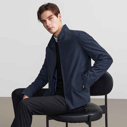 HECHTER business casual jacket men's three-proof old money style spring and autumn jacket easy care stand collar high-end executive new style royal blue three-proof style XL (52)