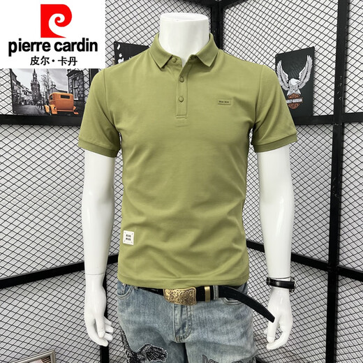 
Pierre cardin summer new casual letter lapel POLO shirt men's short-sleeved T-shirt top slim bead floor cotton simple and versatile 9906# steel stamp minmin lapel white XL