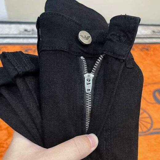 Armanibreni Jeans Pantalones de gama alta para hombres Piernas estiradas negras delgadas de gama alta lavadas 2024 cien dt6624 negro talla 34
