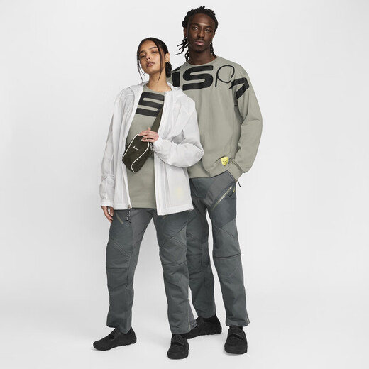 耐克（NIKE）官方ISPA男女长袖上衣情侣纯棉休闲运动叠搭舒适FJ7375 053暗泥灰/黑 XS