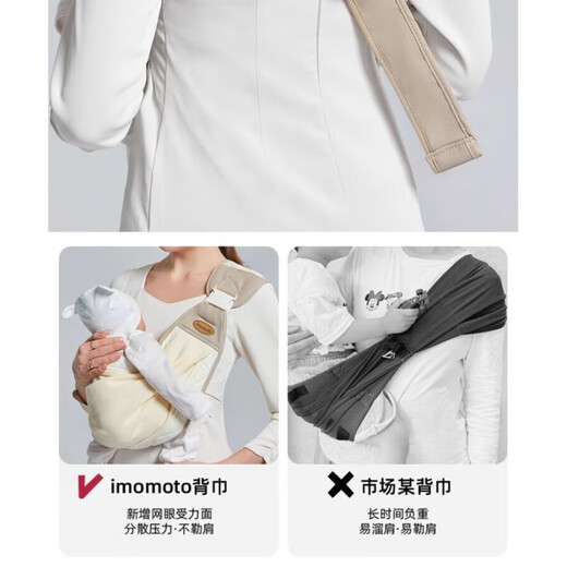 洽苒抱娃神器解放双手背带婴儿宝宝外出简易轻便背巾小月龄单肩前抱式 莫奈灰款(松紧可调)