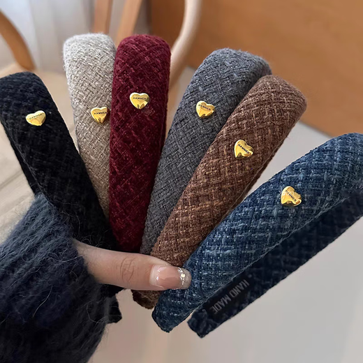 SO SOUL retro love headband for women, high-end face-showing small wide-brimmed hair-pressing headband for going out, stylish and versatile hairpin hair accessory, burgundy 1 piece