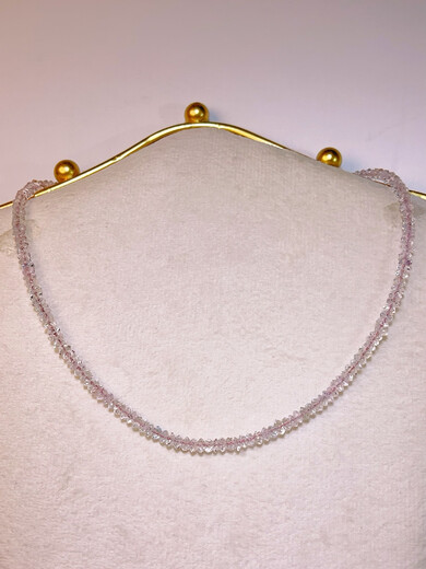 Kechu Ruyijia high ice seed pink morganite pink diamond fire color extra good 14k button necklace