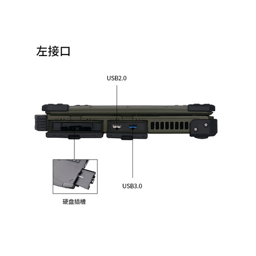 AICSHTER讯圣国产化军绿色加固三防笔记本电脑14英寸AIC-K140-FT/国产信创飞腾D2000/麒麟/加固笔记本电脑 飞腾D2000 8G/硬盘512G/2G显卡/试用版麒麟V10