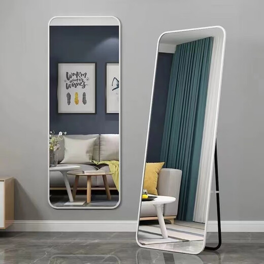 Haftende Ganzkörperspiegel Spiegel Dressing bodengesteuertes Spiegel Haushaltswand Hängende Wand montierte Internet Promi Girl Schlafzimmer Make-up Wand hängend dreidimensional sitzende Spiegel (Elfenbeinweiß) Bogenform klassisch 30*40