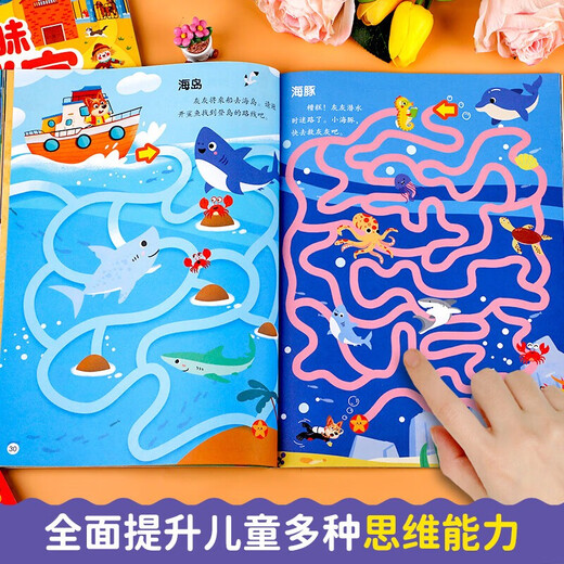 Fun Big Maze full set of 4 genuine JD books, 3-6-7-8 years old concentration training, Sunshine Baby Intelligence Challenge Brain Thinking Training, Children's Logical Attention Training Books, Intelligence Development Visual Maze Game Books, Puzzle Hand-to-Brain Early Education Kindergarten Baby Toys Children's Books, Money Saving Cards
