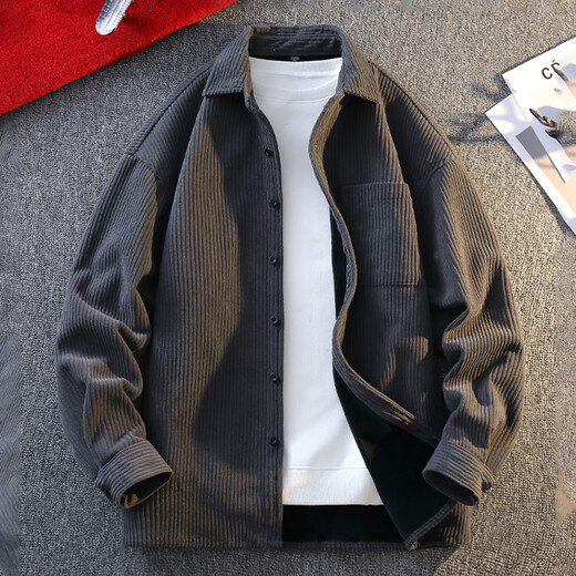 Kuraishi Kazuki trendy brand light luxury coat shirt-style jacket men's 2026 new spring lapel fashion loose top gray XL about 130~155Jin Jin equals 0.5kg can be worn