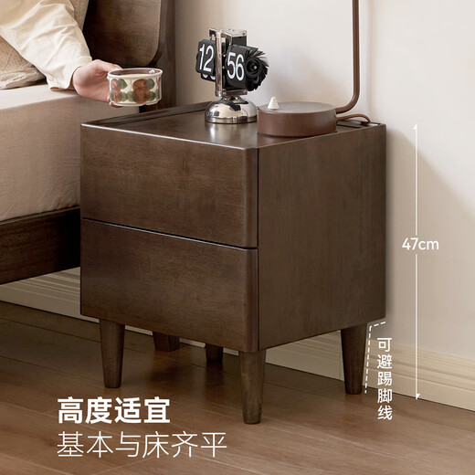 Visa Nachttisch aus massivem Holz, modern, schlicht, Walnussfarbe, Schlafzimmer-Nachttisch, Zuhause, kleine Wohnung, Nachttisch, Aufbewahrungsschrank, 0,44 m Nachttisch (440 x 350 x 470 mm)