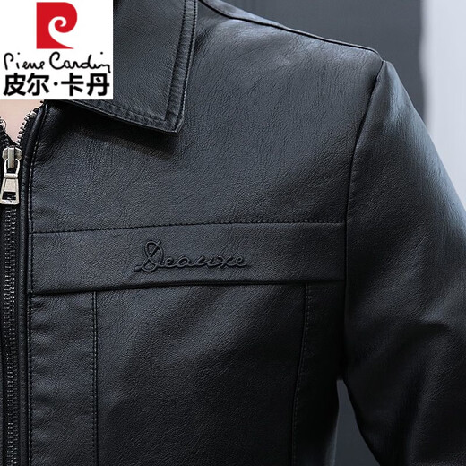皮尔卡丹（pierre cardin）真皮皮衣男春秋新款休闲男装韩版机车潮流皮夹克加绒保暖翻领外套 咖啡色8902【春秋款】 M 90-105斤