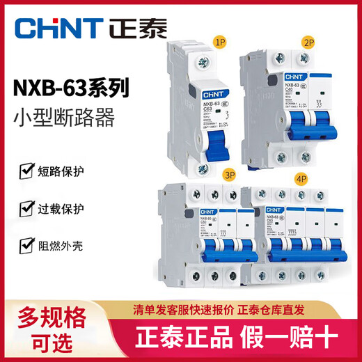 Chint (CHNT) NXB-63 C type small air circuit breaker 2P 3P 4P overload air switch 2P 63A