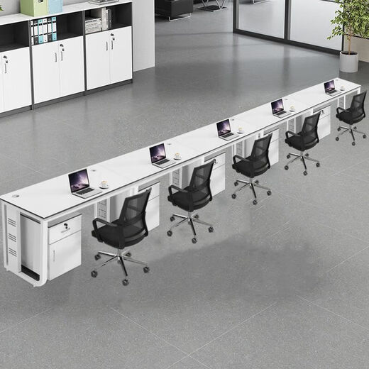 OIMG desk staff desk computer desk double three-person desk staff station 234 people desk four-person staff desk U-shaped single row 2 people + 2 cabinets