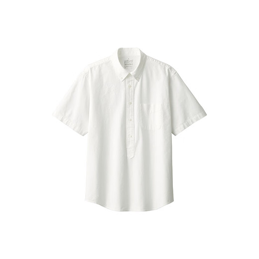 无印良品（MUJI）男式 棉水洗牛津纽扣领 套头短袖衬衫男士衬衣25年夏季 白色 M （170/92A）