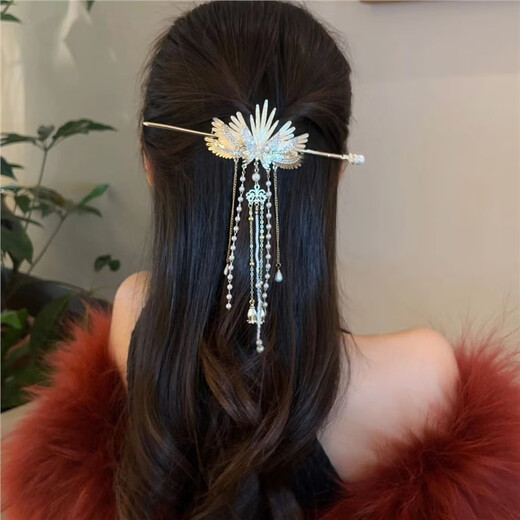 Mingfanxi Angel Wings Combination Hairpin Ancient Style Headdress Super Fairy Tassel Hairpin High-end Updo Hair Accessories Angel Wings