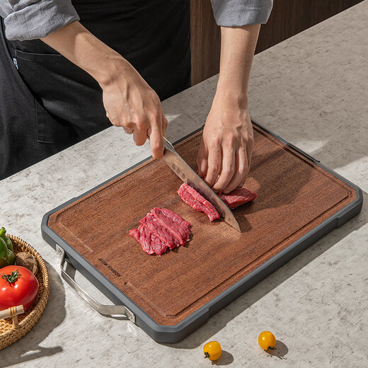 Konbach solid wood chopping board antibacterial and mildew-proof chopping board ebony PE double-sided cutting board large 43*30cm