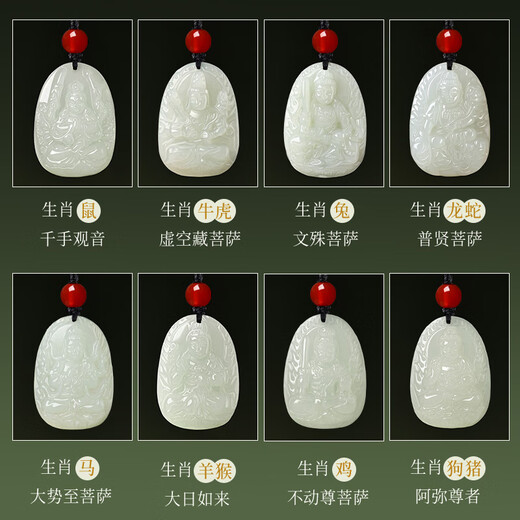 Chinese Gold Twelve Zodiac Signs Hetian Jade Pendant for Men and Women Born Buddha Necklace Birthday Gift for Boyfriend and Girlfriend Anniversary Amulet Puxian Bodhisattva Hetian Jade Pendant-Zodiac Dragon Snake
