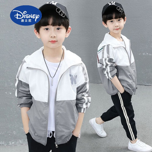 Disney Children's Sun Protection Clothing 2025 Summer New Boys Breathable Lightweight Jacket Western Style Medium and Old Boys Sun Protection Clothing Trendy Gray 140