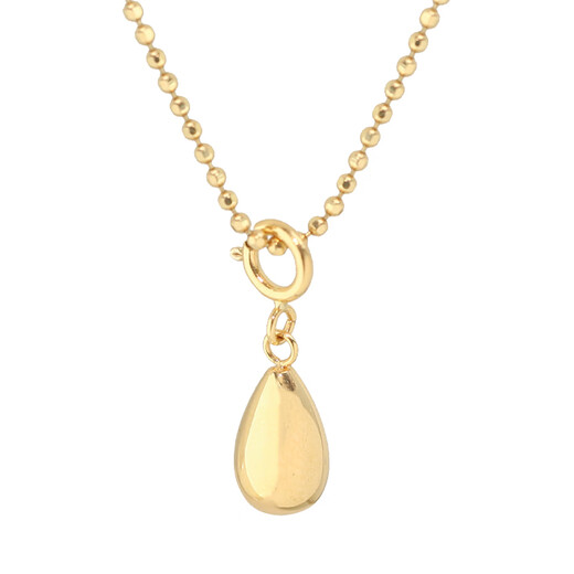 Library selected leaves 18K gold water drop drop pendant trendy women plain gold simple pigeon egg ins necklace pendant light gold pendant without chain - ready stock