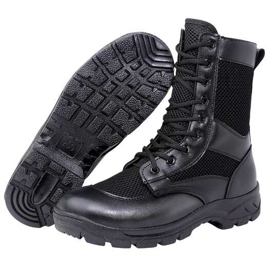 
3638 new combat boots men's ultra-light summer Martin boots breathable high-top outdoor work boots zipper tactical boots security boots mesh combat boots (with zippers) three seconds to put on and take off 42 [260]