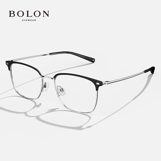 Tyrannosaurus (BOLON) myopia glasses frame, 25-year new product Wang Hedi same titanium alloy eyebrow line glasses frame BA7009 Selected B15-Mumbling Black Silver This item is only single frame-frame supports trial on