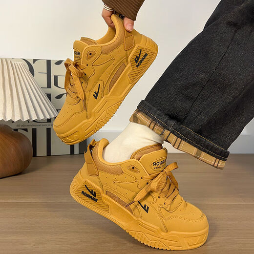 Huili men's shoes 2025 new summer breathable hot lightweight board shoes for men's thick-soled high-rise sneakers casual shoes trendy shoes wheat color [counter quality, authentic guarantee] 39