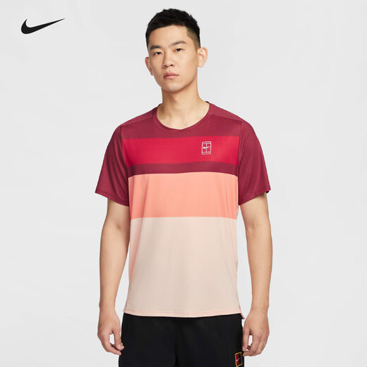 T-shirt Nike Nike T-shirt Dri-Fit Dri-Fit rapide Dry Breathable Tennis Sports Souche courte Summer Top Casual Coral Red FZ9846-677 XL