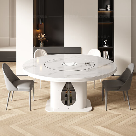 Ouoety Co., Ltd. Customized Rock Platte Esstisch 80 cm Drehdrehung Klapptisch und Stuhlkombination Haushaltsgebrauch mit Induktionskocher und Gemüsewärme Turntable Set 2415 Meter Esstisch 8 Stühle elektrisch