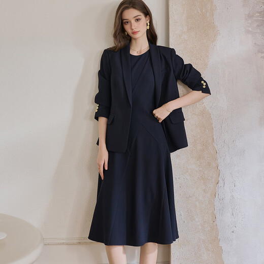 ROEYSHOUSE Luo Yi Senior Professional Suit Jacket Spring Fashion Navy Blue Commuting Slim Suit 11694 Navy Blue S