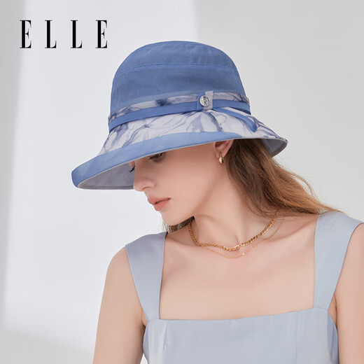 ELLE真丝帽女士夏季法式优雅印花沙滩防晒防紫外线遮阳礼物送女友