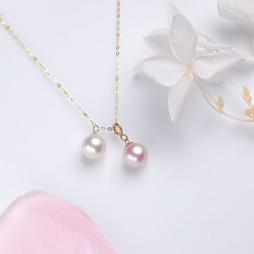 Sen Yong Lujiu Jewelry 18K Natural Freshwater Akoya True Round Highlight Living Mouth Pendant Lift DIY Single Pearl Accessories Spring Buckle Gold 5.5-6mm