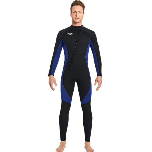 DIVE&SAIL long-sleeved one-piece wetsuit 3MM wet suit for men and women, surf suit for couples, warm and cold snorkeling, winter swimsuit, wet suit, men's black 3XL XXX