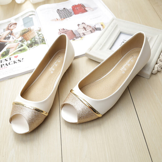 Ventilateur hualuo marque de poisson bouche simple chaussures femmes chaussures plates chaussures non glipt les femmes enceintes chaussures mère sandales femme blanc 39