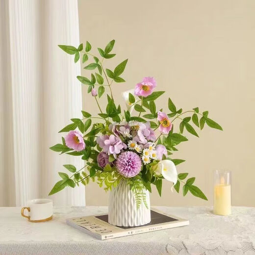 MPPMCK light luxury ins style simulated flower art ornaments simulated green plants young people's desktop flower arrangement floral decorations main picture hot model Cardamom Year Bouquet + blue