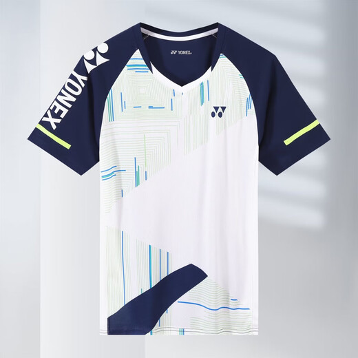 
2025 new spring badminton uniform men and women short-sleeved competition suit quick-drying breathable sports competition training suit 7028 white men's top L