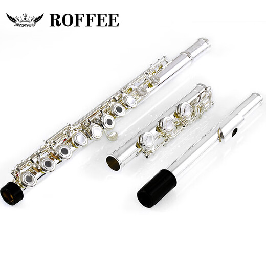 
ROFFEE flute instrument 17 open and closed hole dual-purpose silver-plated flute students beginners playing elbow flute instrument 17 hole C-tuning white copper open and closed hole dual-purpose 505 college level