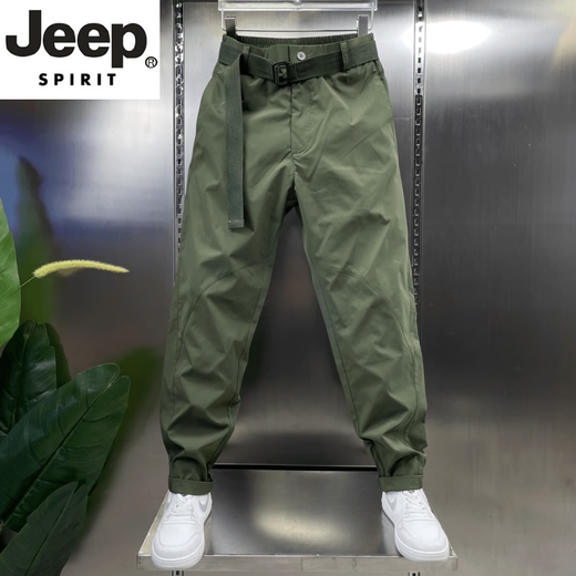 JEEP SPIRIT高档春夏2025新款工装休闲裤男潮牌宽松直筒九分裤青年百搭哈伦裤 黑色 薄-款2173速干 29 90-105斤