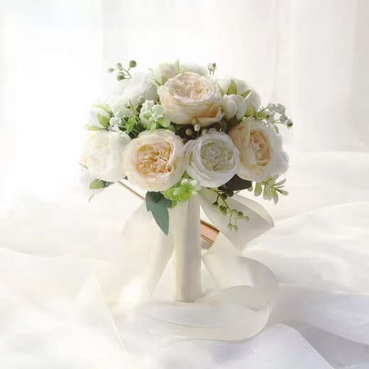 Hand-held flowers bride Korean wedding wedding marriage marriage certificate simulation bouquet forest wedding photography props hand-held flowers Three lives Three Worlds wrist flowers

