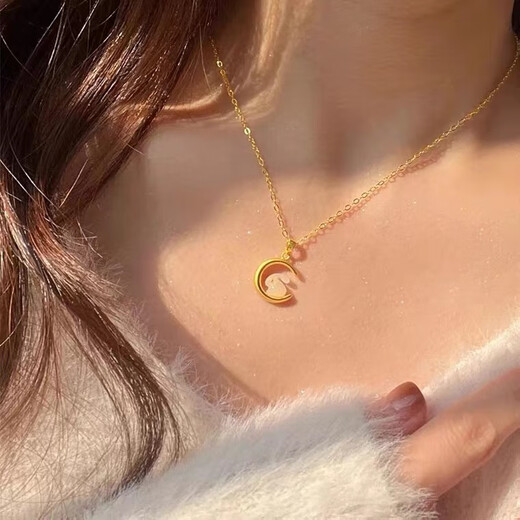 Olevo gold necklace women's heart-shaped pendant 18K color gold clavicle chain 2023 new Valentine's Day gift heart-to-heart