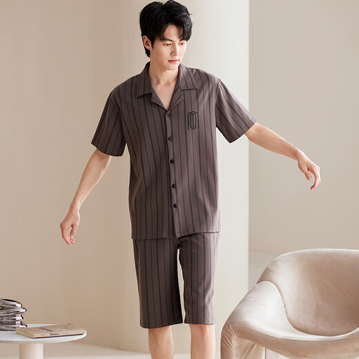 雅鹿睡衣男纯棉夏季短袖短裤2025年新款夏天男士家居服套装大码可外穿 NSALM-LMSJ9226 2XL (建议150-175斤)