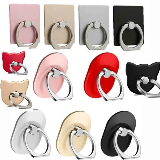 Zhenyikang Handy-Ringschnallenhalter, Tablet-Lazy-Halter, rutschfest, Anti-Verlust, Anti-Fall, leicht und klebrig, fällt nicht ab, Desktop-Halter, ultradünner Zugring auf der Rückseite, dickes, dickes Gold – zufälliger Stil