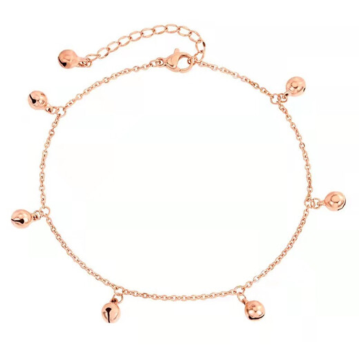 Canxian 18K new gold anklet four-leaf clover women's fashion money coin 3D hard gold adjustable rose gold bell