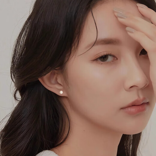 Mansheng 999 sterling silver bean earrings screw twist ear piercing ear bone nails double-headed ear sticks to prevent the earrings from falling off when sleeping frosted bean earrings 3mm