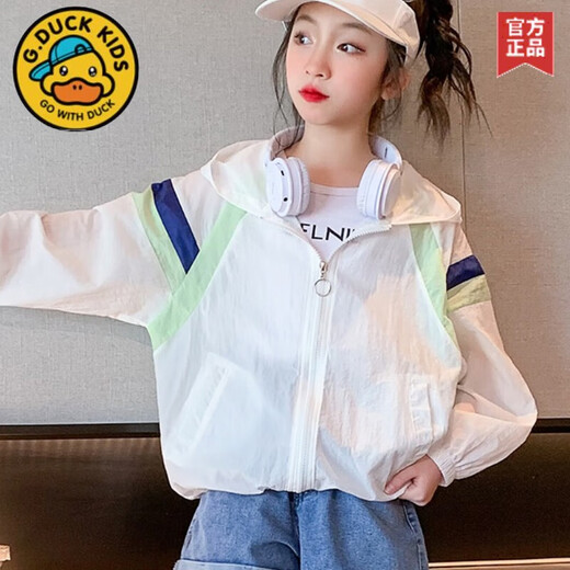 G.duck Little Yellow Duck Girls Sun Protection Clothes Summer Thin Jackets Breathable Air Conditioning Shirt Girls New Medium and Large Children Summer Clothes Light Purple Size 115 120 Recommended height is about CM