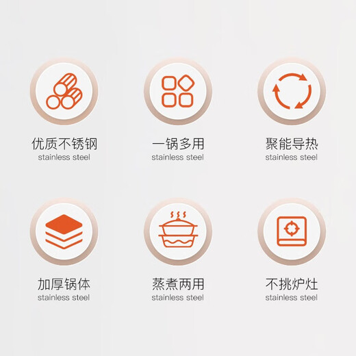 Debo Debo stainless steel steamer thickened pot double-layer steamer soup pot induction cooker open flame universal 28cm 2 layers 28cm