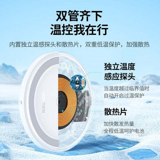 绿联适用苹果无线充电器iPhone16/15/14/13ProMax/12/X/8P华为小米三星安卓手机耳机15W桌面充电板底座