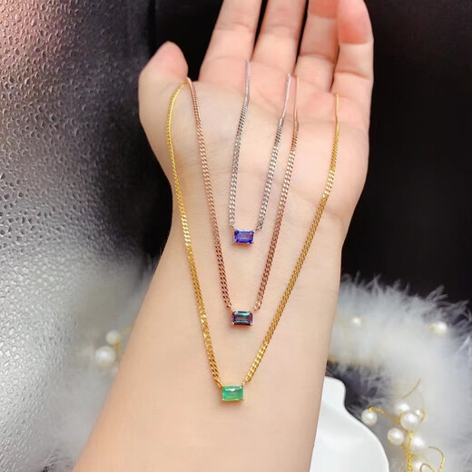 Lierui light luxury exquisite super flash noble emerald tanzanite clavicle chain necklace 925 silver inlaid with gemstones white gold inlaid with tanzanite