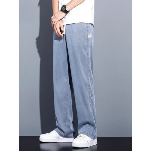 
VANCL American retro casual jeans for men 2025 new summer thin pants loose straight trousers YMO-1048 black M